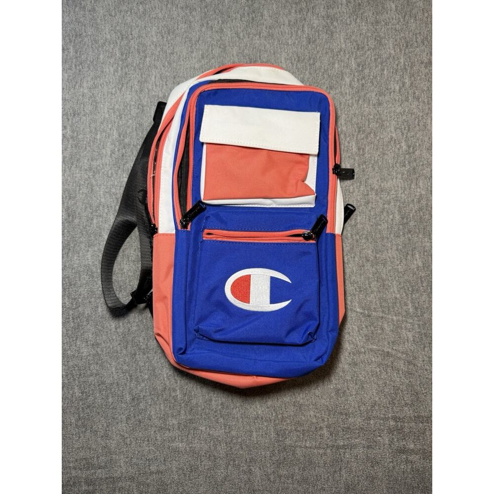 Champion Retro Sling Crossbody Bag-Blue+Coral+White/Vintage Style/ Bag